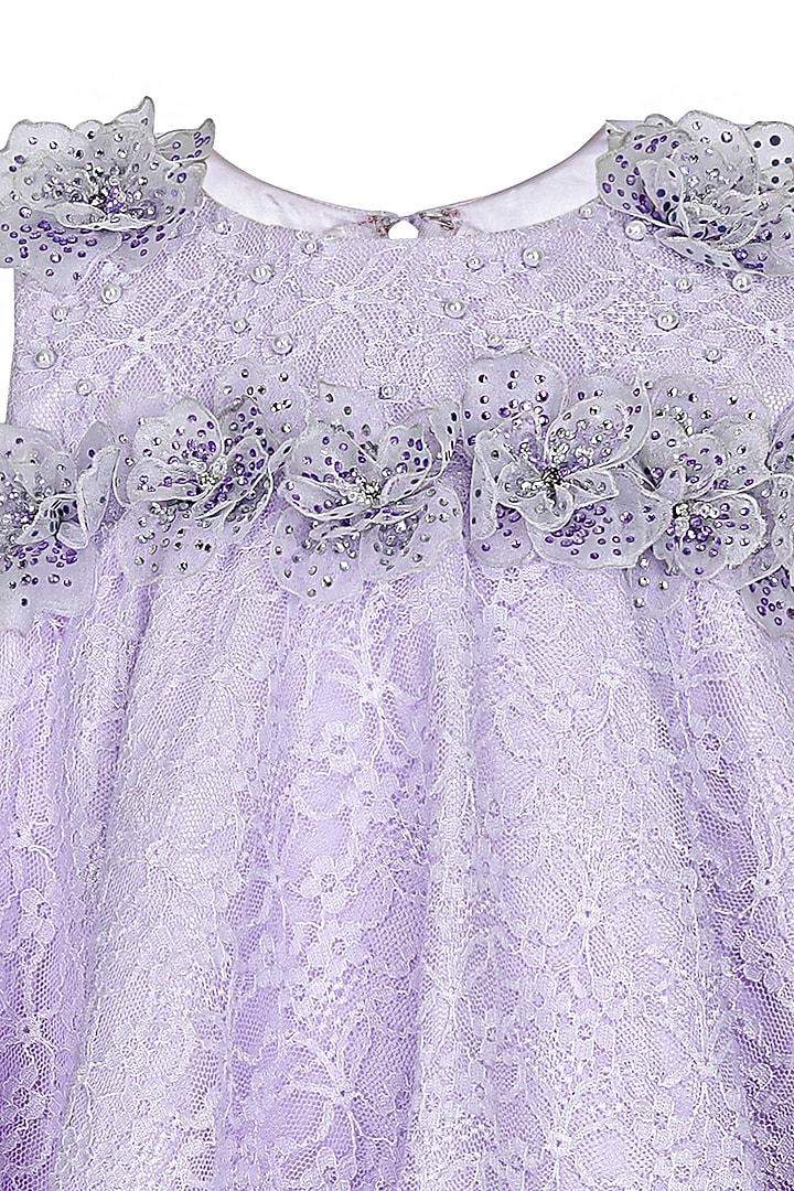 Lavender Lace Embroidered Dress For Girls by Pooja Wang at Pernia's Pop Up Shop