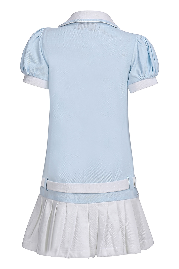 Ice Blue Polo Embroidered Dress For Girls by Pooja Wang at Pernia's Pop Up Shop
