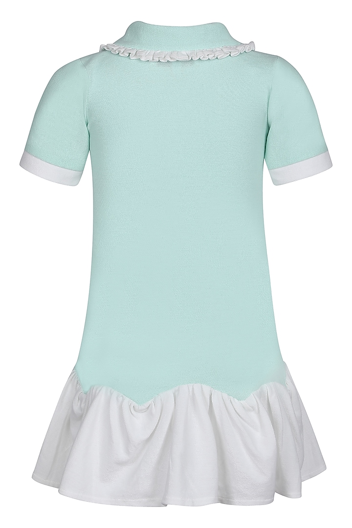 Sea Green Polo Embroidered Dress For Girls by Pooja Wang at Pernia's Pop Up Shop