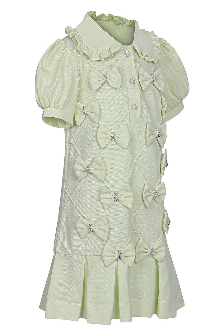 Lemon Polo Embroidered Dress For Girls by Pooja Wang at Pernia's Pop Up Shop