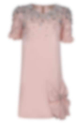 Peach Moss EMbroidered Dress For Girls by Pooja Wang at Pernia's Pop Up Shop