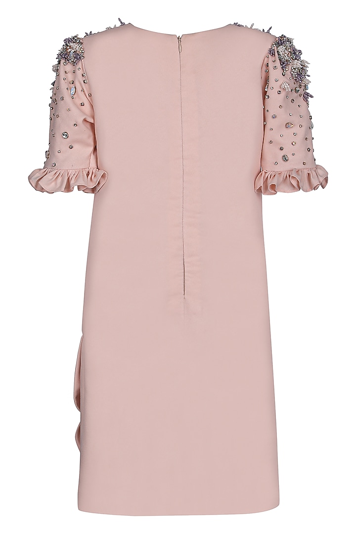 Peach Moss EMbroidered Dress For Girls by Pooja Wang at Pernia's Pop Up Shop