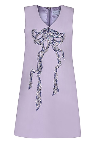Lavender Moss Embroidered Dress For Girls by Pooja Wang