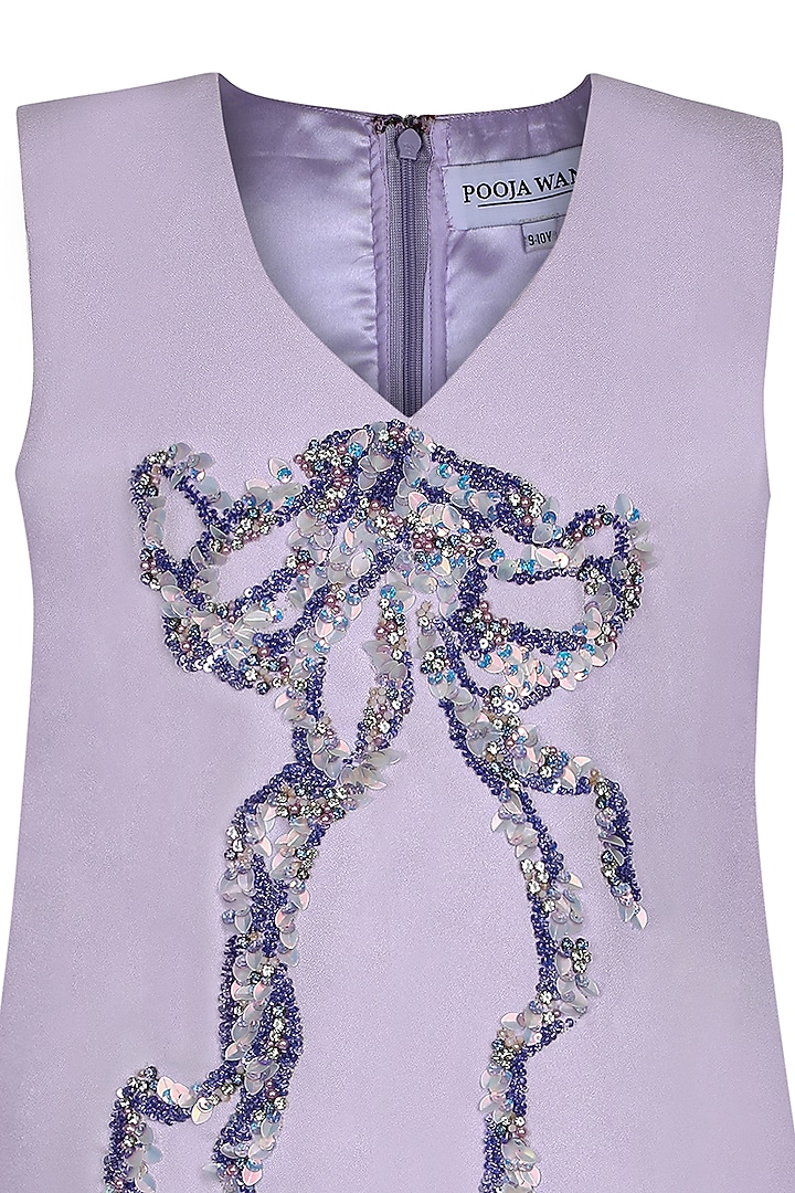 Lavender Moss Embroidered Dress For Girls by Pooja Wang at Pernia's Pop Up Shop