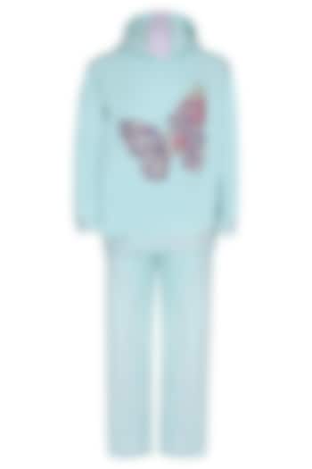 Sea Green Fleece Co-Ord Set For Girls by Pooja Wang at Pernia's Pop Up Shop