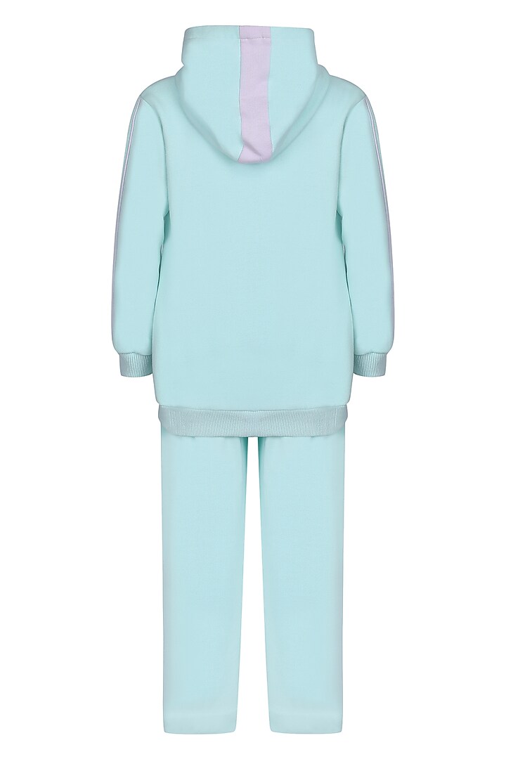 Sea Green Fleece Co-Ord Set For Girls by Pooja Wang at Pernia's Pop Up Shop