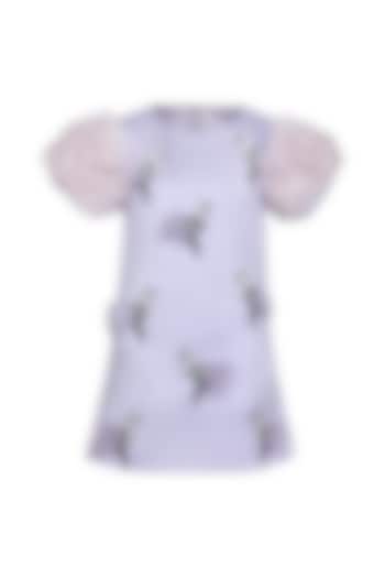 Lavender Dutch Satin Hand Embroidered Dress For Girls by Pooja Wang at Pernia's Pop Up Shop