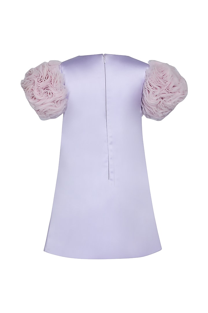 Lavender Dutch Satin Hand Embroidered Dress For Girls by Pooja Wang at Pernia's Pop Up Shop