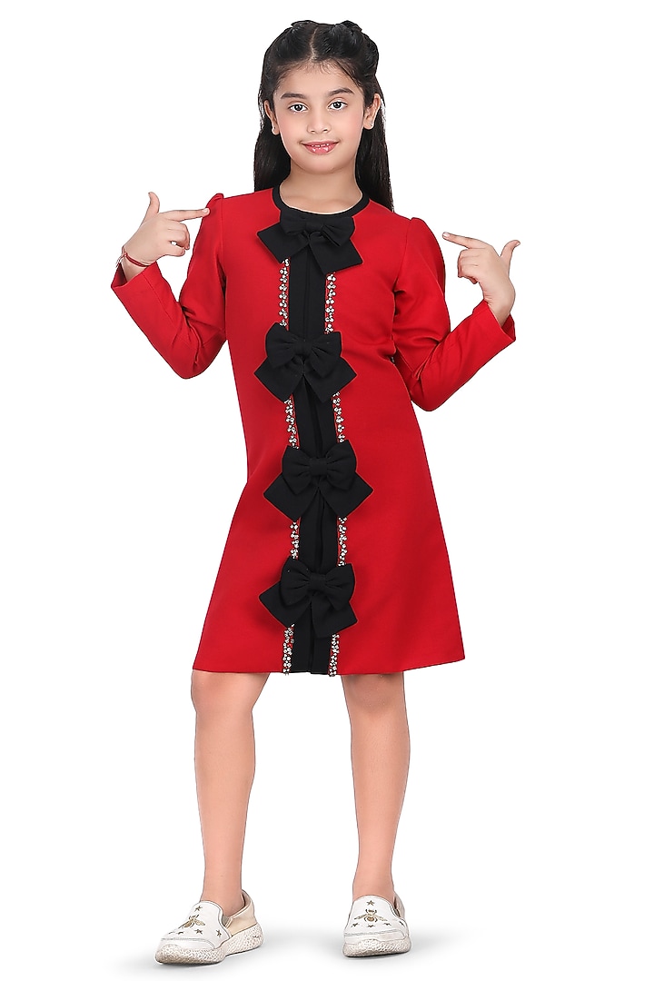 Red Moss Dress For Girls by Pooja Wang at Pernia's Pop Up Shop