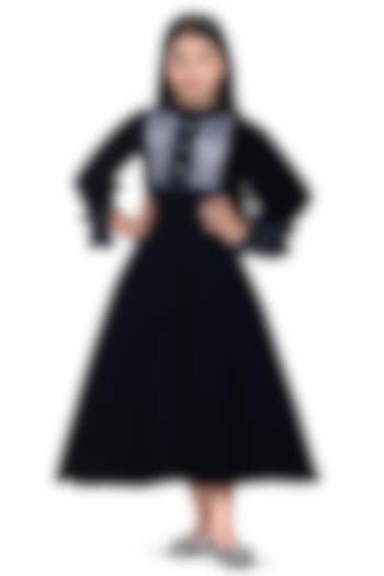 Royal Blue Velvet Embroidered Gown For Girls by Pooja Wang at Pernia's Pop Up Shop