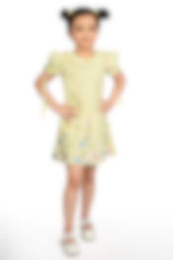 Lemon Lace Embroidered Dress For Girls by Pooja Wang at Pernia's Pop Up Shop