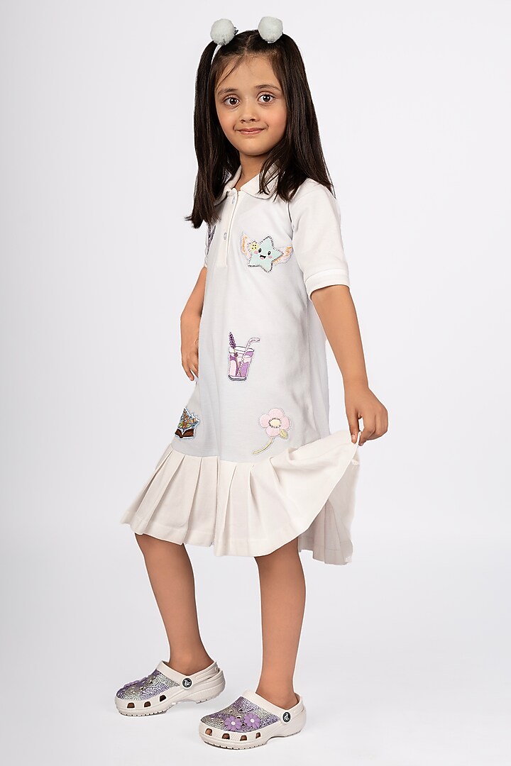 Ice Blue Polo EMbroidered Dress For Girls by Pooja Wang at Pernia's Pop Up Shop