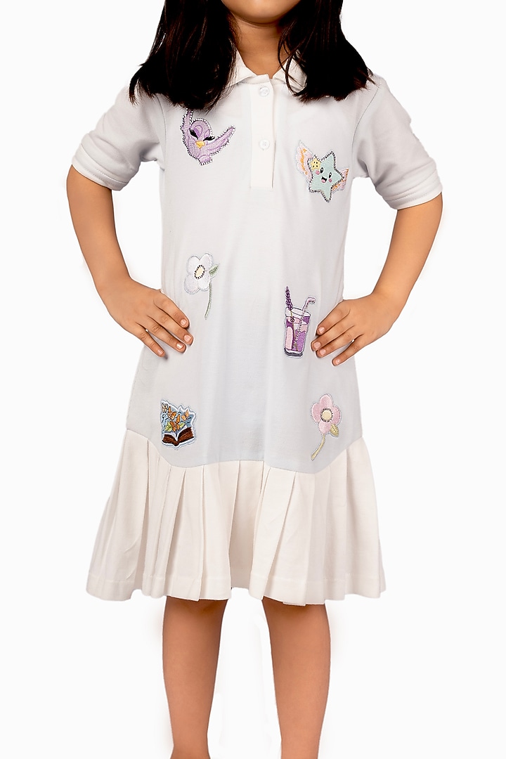 Ice Blue Polo EMbroidered Dress For Girls by Pooja Wang at Pernia's Pop Up Shop