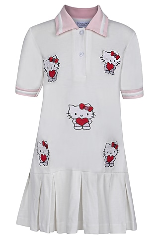 White Polo Dress For Girls by Pooja Wang