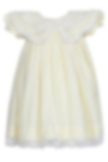 Ivory Cotton Linen Dress For Girls by Pooja Wang at Pernia's Pop Up Shop