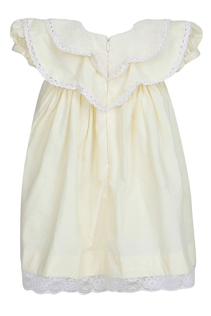 Ivory Cotton Linen Dress For Girls by Pooja Wang at Pernia's Pop Up Shop