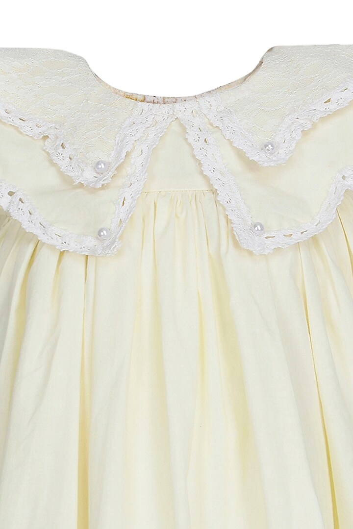 Ivory Cotton Linen Dress For Girls by Pooja Wang at Pernia's Pop Up Shop