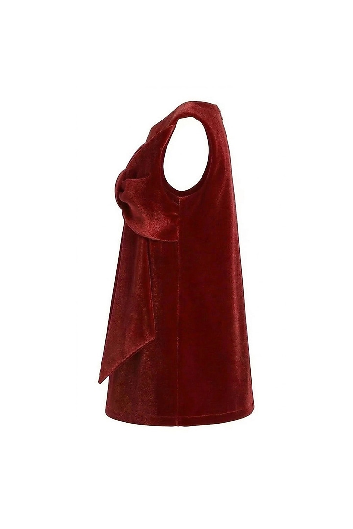 Red Velvet Flared Dress For Girls by Pooja Wang at Pernia's Pop Up Shop