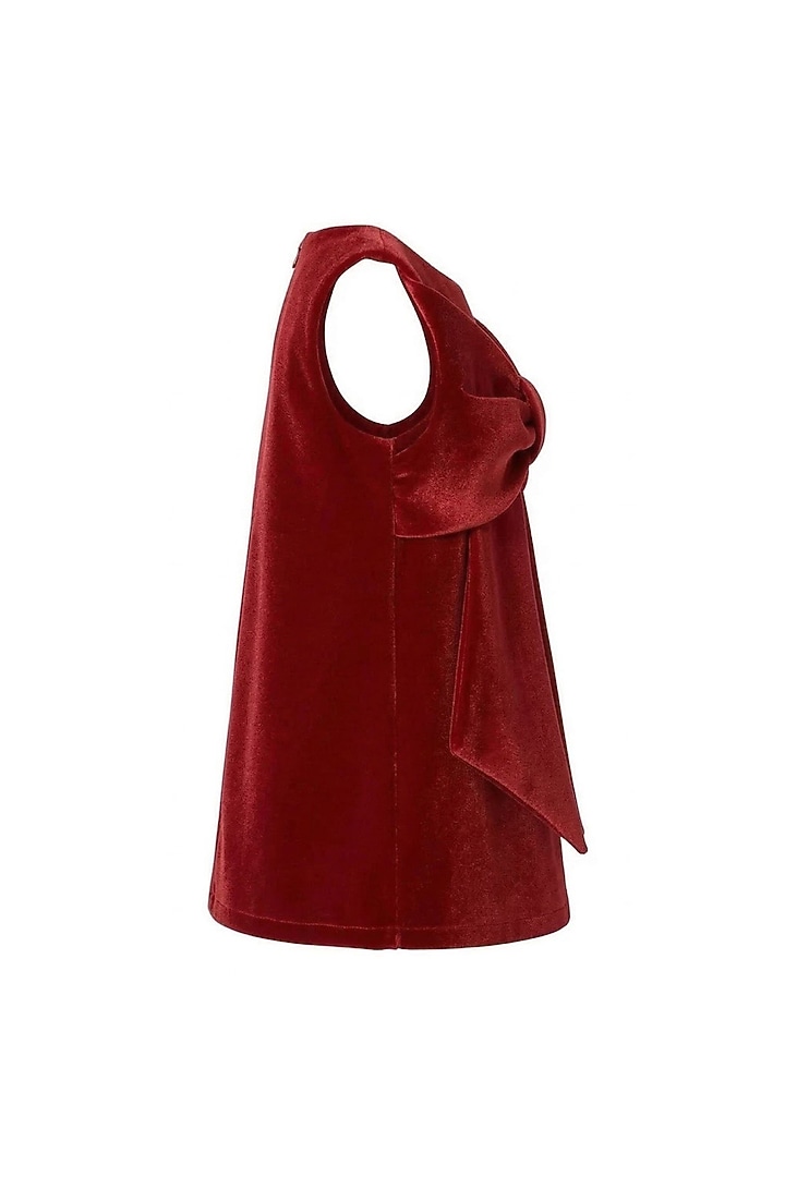 Red Velvet Flared Dress For Girls by Pooja Wang at Pernia's Pop Up Shop