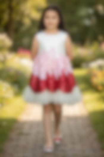 Peach Pink Ombre Dutch Satin Dress For Girls by Pooja Wang at Pernia's Pop Up Shop