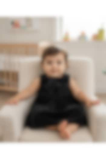 Black Velvet A-Line Dress For Girls by Pooja Wang at Pernia's Pop Up Shop
