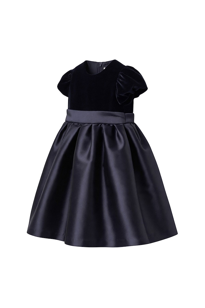 Black Velvet Structured Dress For Girls by Pooja Wang at Pernia's Pop Up Shop