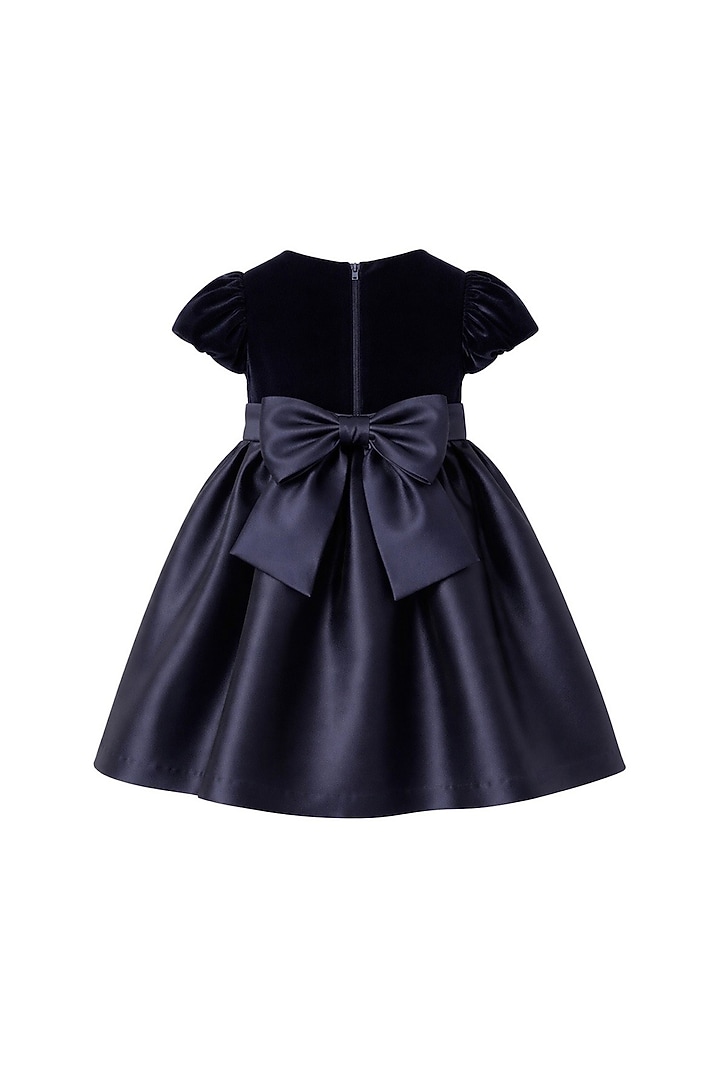 Black Velvet Structured Dress For Girls by Pooja Wang at Pernia's Pop Up Shop