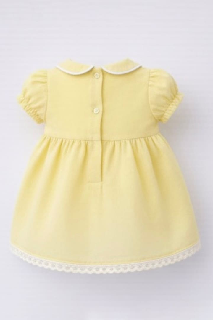 Lemon Yellow Cotton Linen Floral Embroidered Dress For Girls by Pooja Wang at Pernia's Pop Up Shop