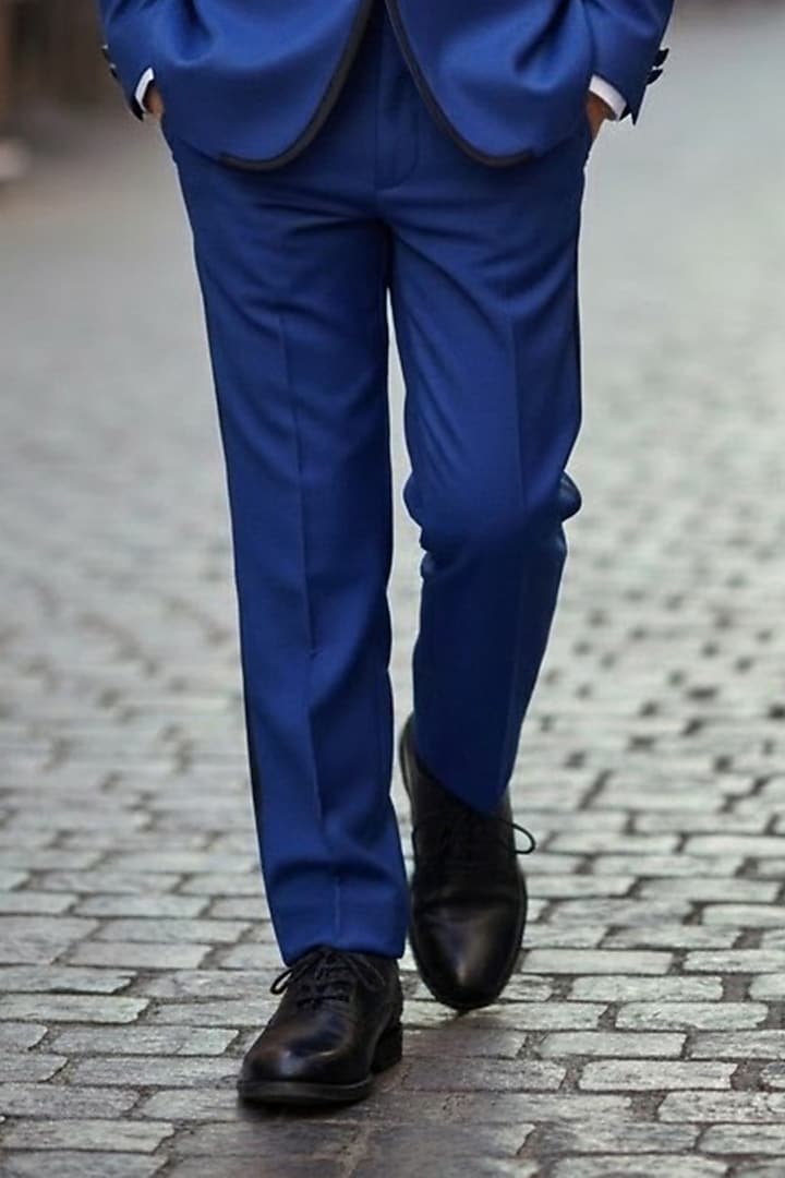 Royal Blue Gabardine Tuxedo Set For Boys by Pooja Wang at Pernia's Pop Up Shop