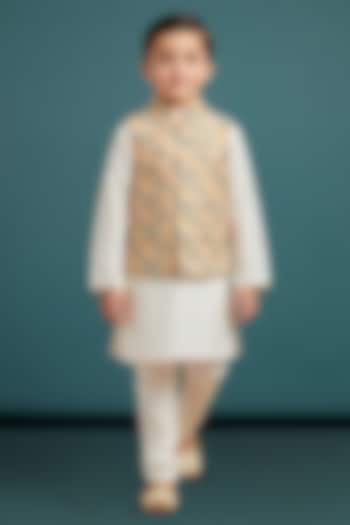 Multi-Colored Cotton Printed Nehru Jacket Set For Boys by Pooja Wang at Pernia's Pop Up Shop