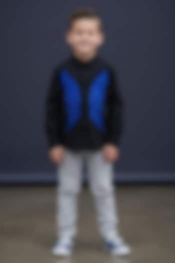 Black Cotton Embellished Shirt For Boys by Pooja Wang at Pernia's Pop Up Shop