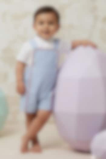 Ice Blue Cotton Suspender Set For Boys by Pooja Wang at Pernia's Pop Up Shop