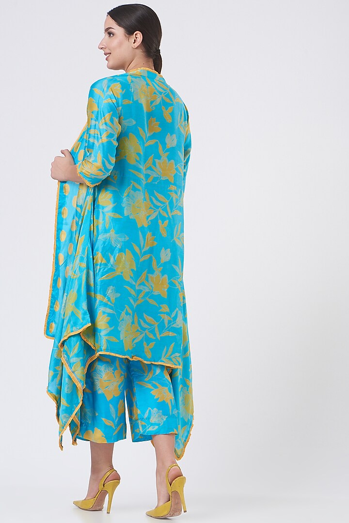 Blue & Mango Yellow Silk Cape set by Wasabi at Pernia's Pop Up Shop