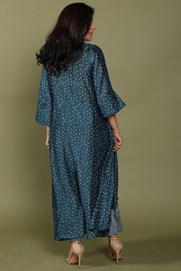 Indigo Blue Cotton Silk Embroidered Kurta Set by Wasabi at Pernia's Pop Up Shop
