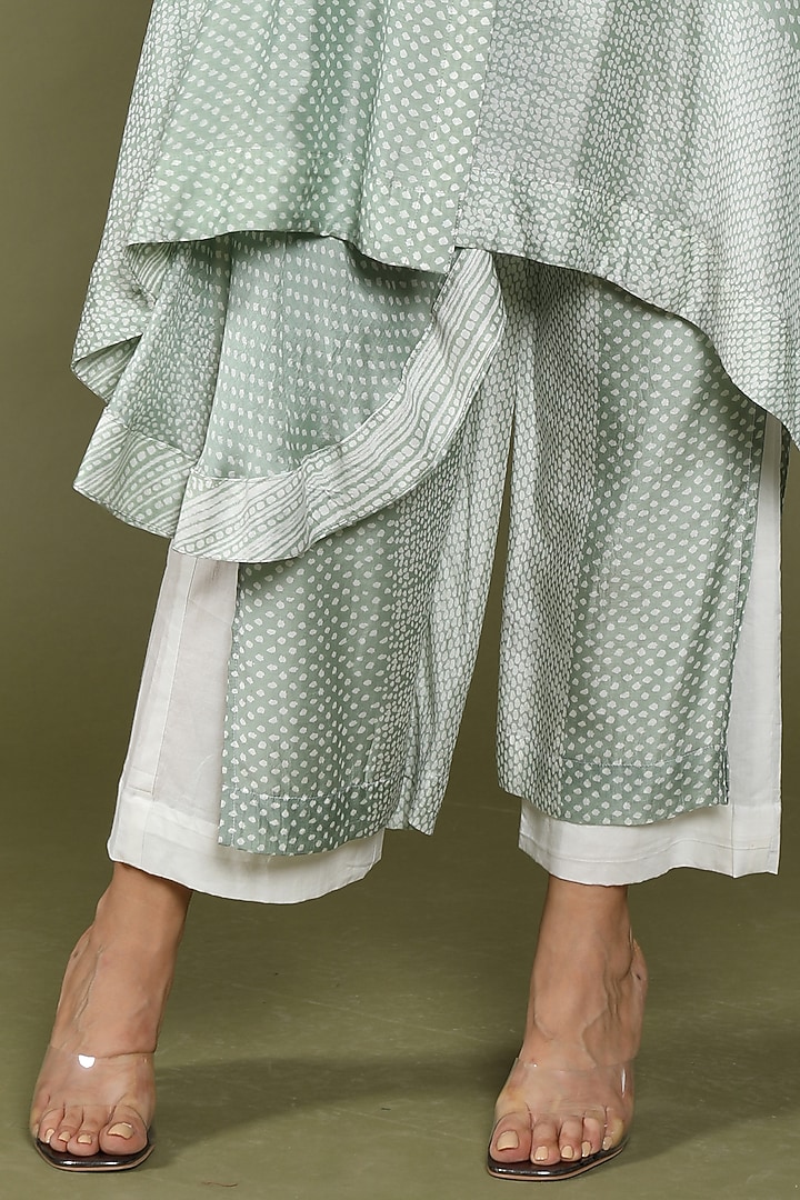 Iceberg Green Cotton Silk Hand Embroidered Co-Ord Set by Wasabi at Pernia's Pop Up Shop