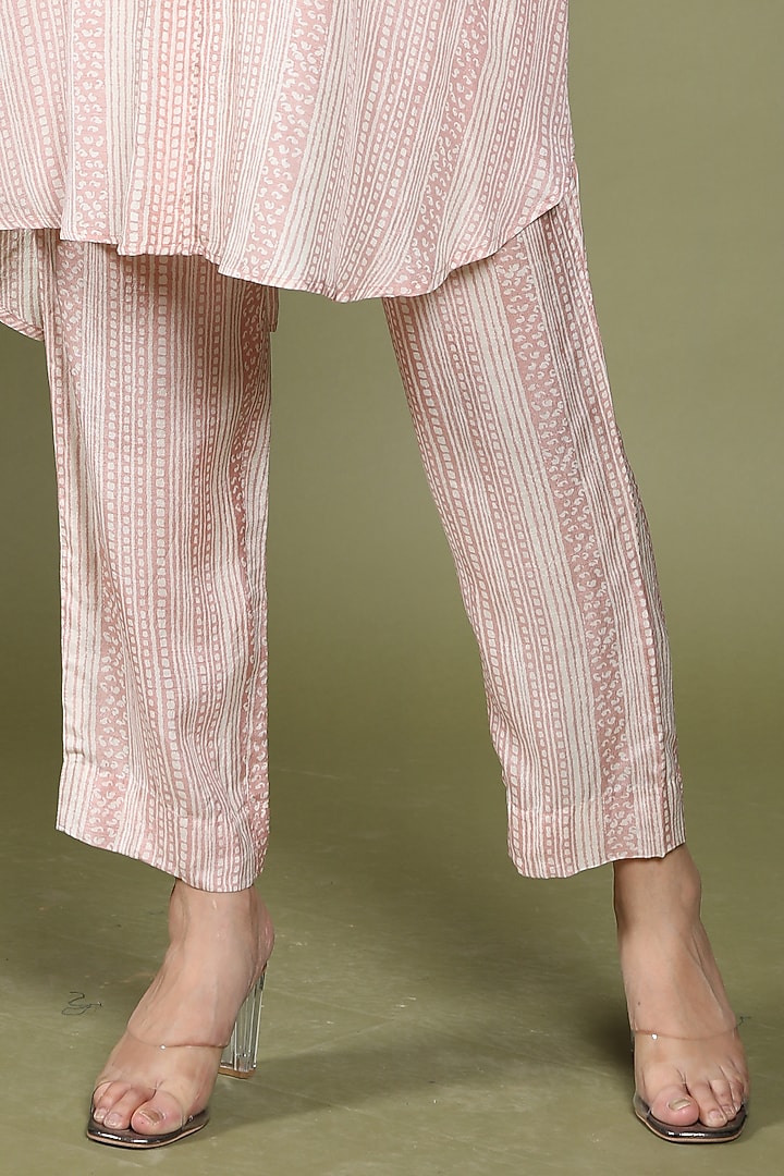 Rose Tan Dora Silk Embroidered & Printed Co-Ord Set by Wasabi at Pernia's Pop Up Shop
