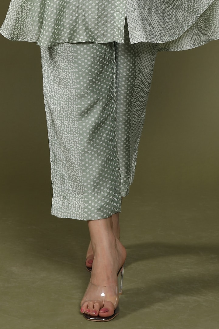 Iceberg Green Cotton Silk Embroidered & Printed Co-Ord Set by Wasabi at Pernia's Pop Up Shop