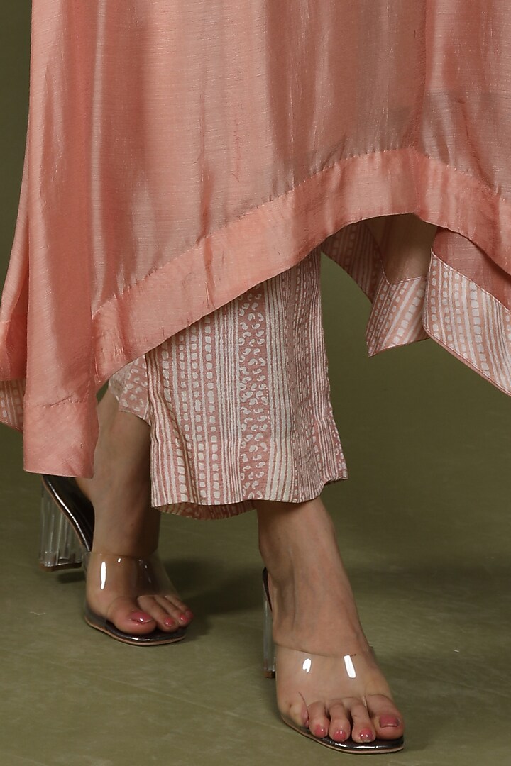 Rose Tan Pure Silk Embroidered Kurta Set by Wasabi at Pernia's Pop Up Shop