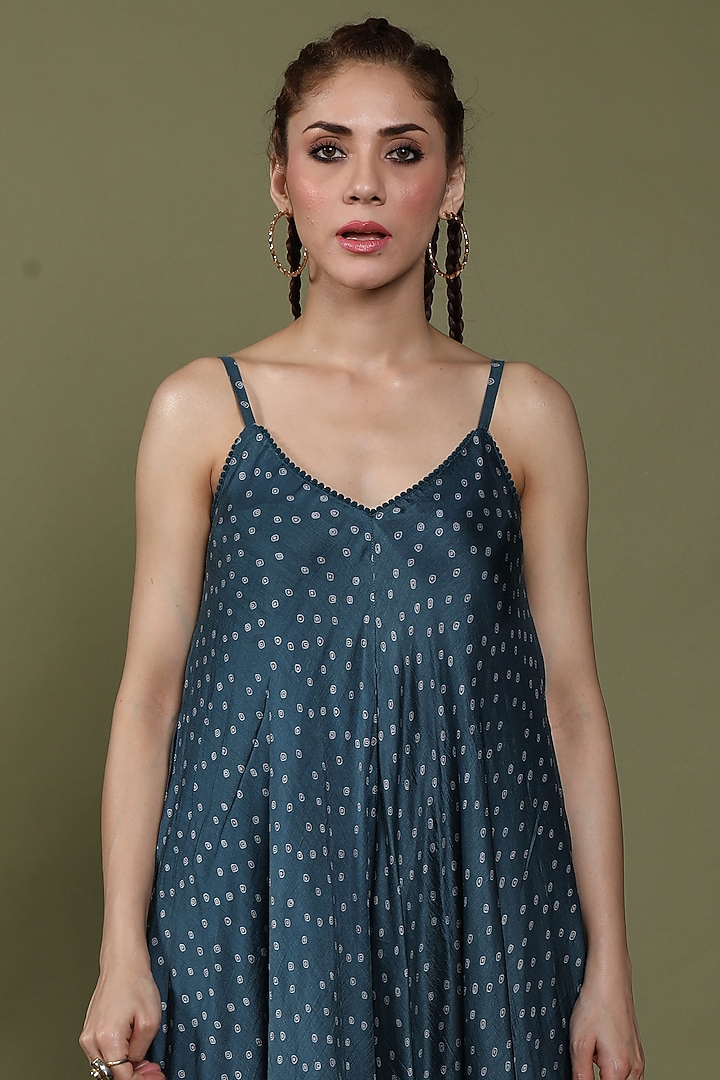 Indigo Blue Cotton Silk Printed Maxi Summer Dress by Wasabi at Pernia's Pop Up Shop