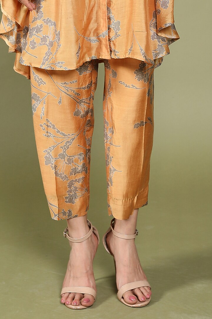 Mustard Cotton Silk Embroidered & Printed Co-Ord Set by Wasabi at Pernia's Pop Up Shop