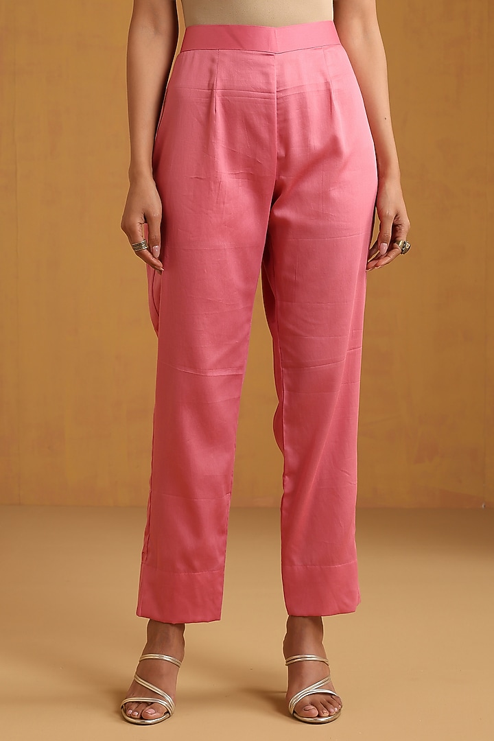 Pink Silk Kashmiri Embroidered Kurta Set by Wazir C at Pernia's Pop Up Shop