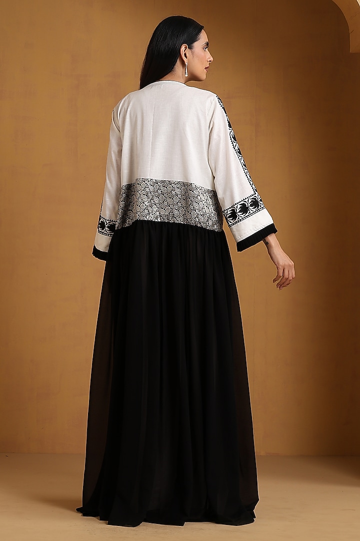 Multi-Colored Crepe Kashmiri Embroidered Vacation Dress With Abaya by Wazir C at Pernia's Pop Up Shop