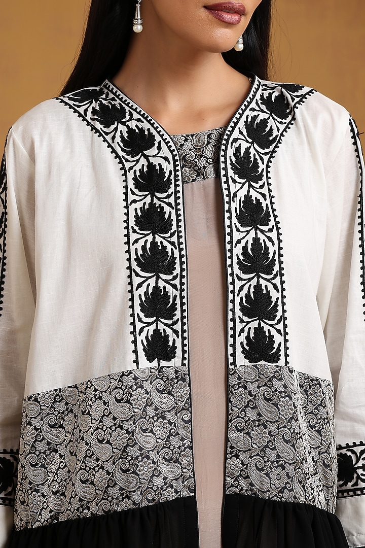 Multi-Colored Crepe Kashmiri Embroidered Vacation Dress With Abaya by Wazir C at Pernia's Pop Up Shop
