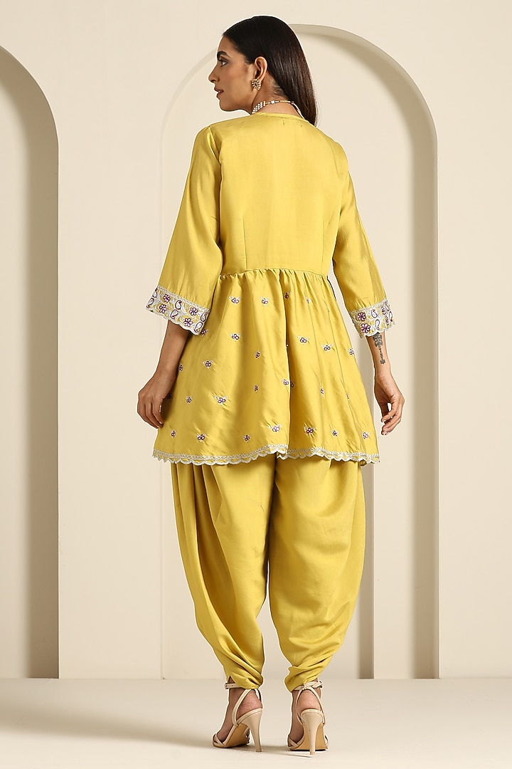 Yellow Muslin Dhoti Set by Wazir C at Pernia's Pop Up Shop