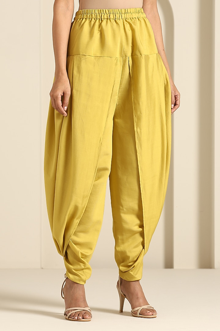 Yellow Muslin Dhoti Set by Wazir C at Pernia's Pop Up Shop