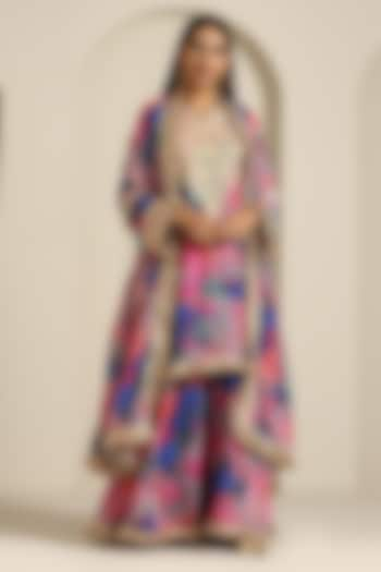 Multi-Colored Georgette Sharara Set by Wazir C