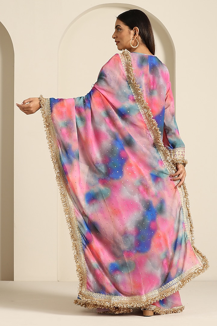 Multi-Colored Georgette Wedding Sharara Set by Wazir C at Pernia's Pop Up Shop