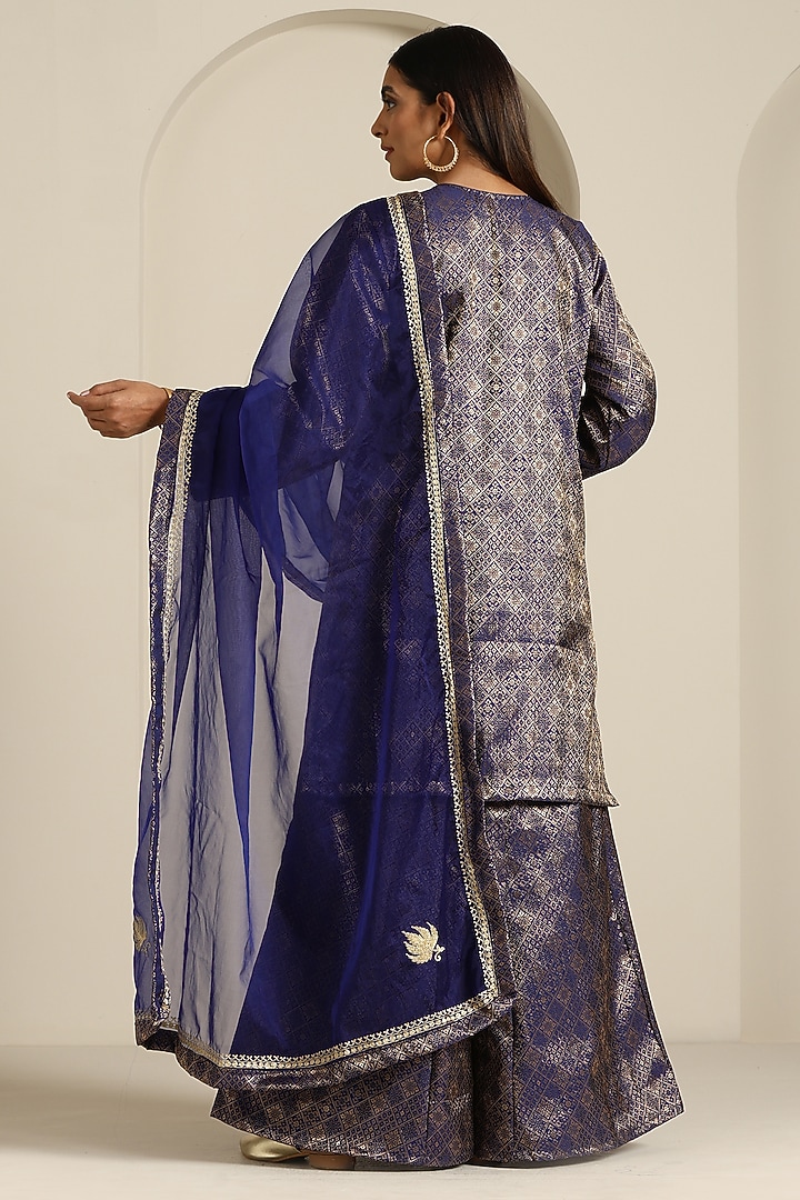 Blue Organza Party Wear Sharara Set by Wazir C at Pernia's Pop Up Shop
