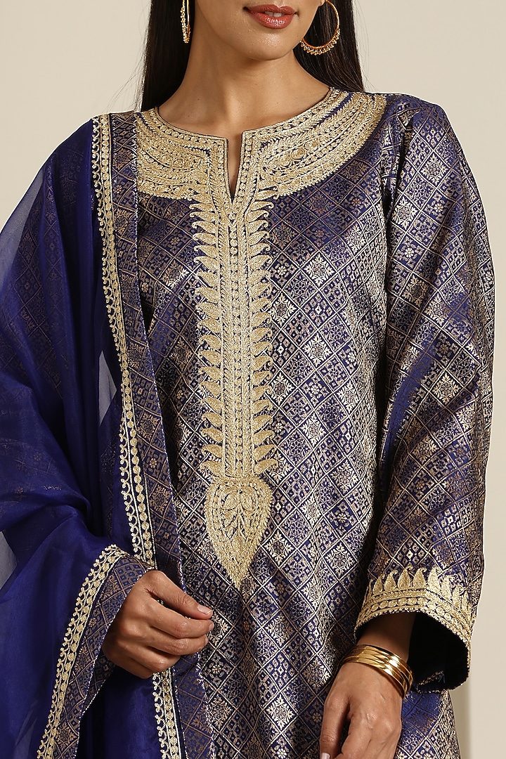 Blue Organza Party Wear Sharara Set by Wazir C at Pernia's Pop Up Shop