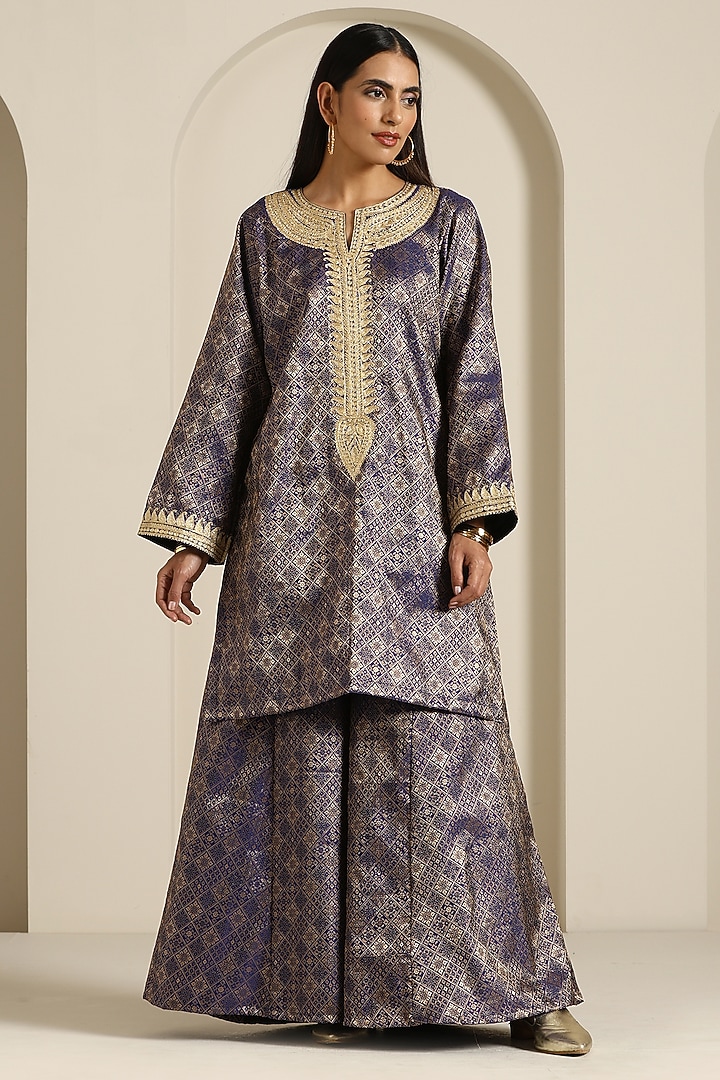 Blue Organza Party Wear Sharara Set by Wazir C at Pernia's Pop Up Shop